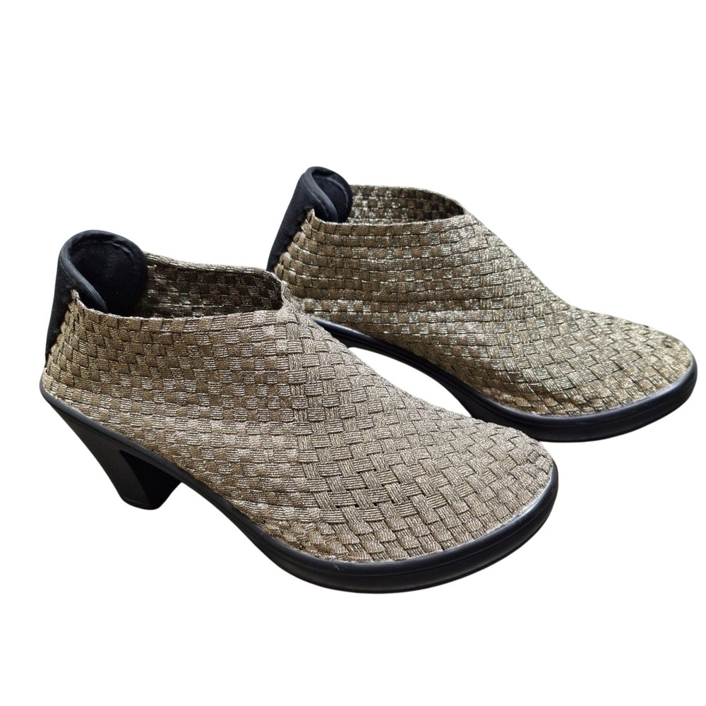 Corkys Womens 8 Hot Gold Metallic Woven Elastic Block Heel Ankle Boots Breatable